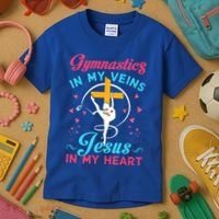 Gymnastics In My Veins Jesus In My Heart Funny Gift Kids T-Shirt thumb 3