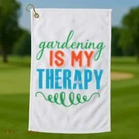 Gardening Is My Therapy Golf Towel thumb 1