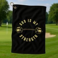 God Is My Strength Golf Towel thumb 1