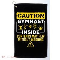 Gymnast Inside May Flip Without Warning Funny Gymnastics Golf Towel thumb 0
