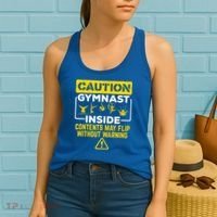 Gymnast Inside May Flip Without Warning Funny Gymnastics Women's Tank Top thumb 2