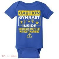 Gymnast Inside May Flip Without Warning Funny Gymnastics Baby Bodysuit thumb 0