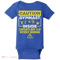 Gymnast Inside May Flip Without Warning Funny Gymnastics Baby Bodysuit thumb 0