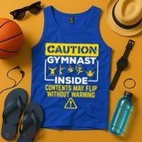 Gymnast Inside May Flip Without Warning Funny Gymnastics Tank Top thumb 4