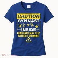 Gymnast Inside May Flip Without Warning Funny Gymnastics Women's T-Shirt thumb 0
