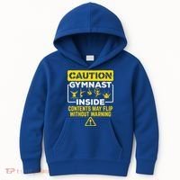 Gymnast Inside May Flip Without Warning Funny Gymnastics Kids Hoodie thumb 0
