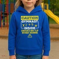 Gymnast Inside May Flip Without Warning Funny Gymnastics Kids Hoodie thumb 3