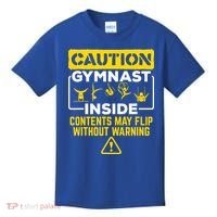 Gymnast Inside May Flip Without Warning Funny Gymnastics Kids T-Shirt thumb 0