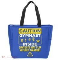 Gymnast Inside May Flip Without Warning Funny Gymnastics Tote Bag thumb 0