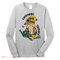 Gardening Is My Therapy Gnome Long Sleeve Shirt thumb 0