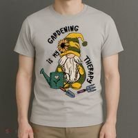 Gardening Is My Therapy Gnome T-Shirt thumb 3