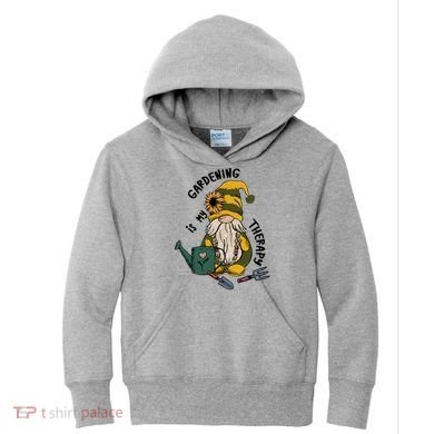 Gardening Is My Therapy Gnome Kids Hoodie