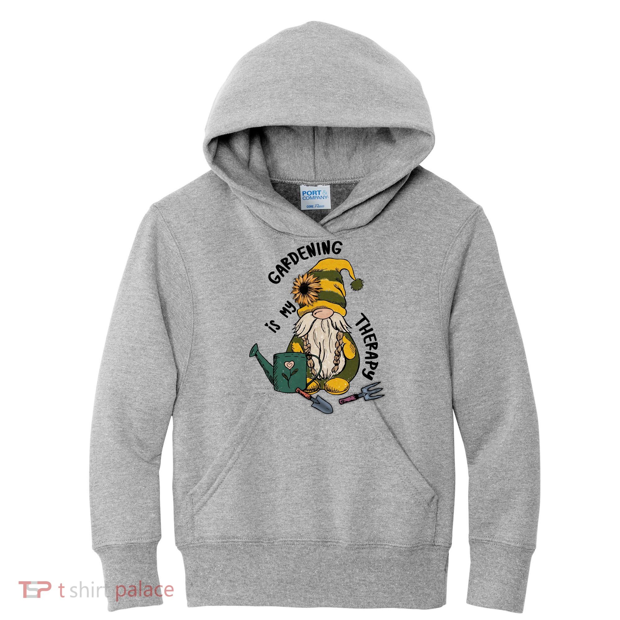 Gardening Is My Therapy Gnome Kids Hoodie