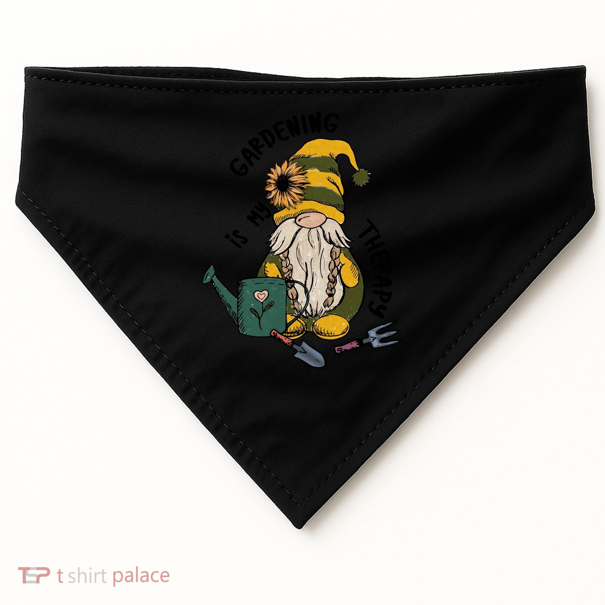 Gardening Is My Therapy Gnome USA-Made Doggie Bandana