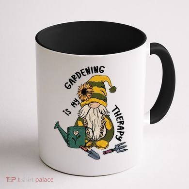 Gardening Is My Therapy Gnome Coffee Mug back