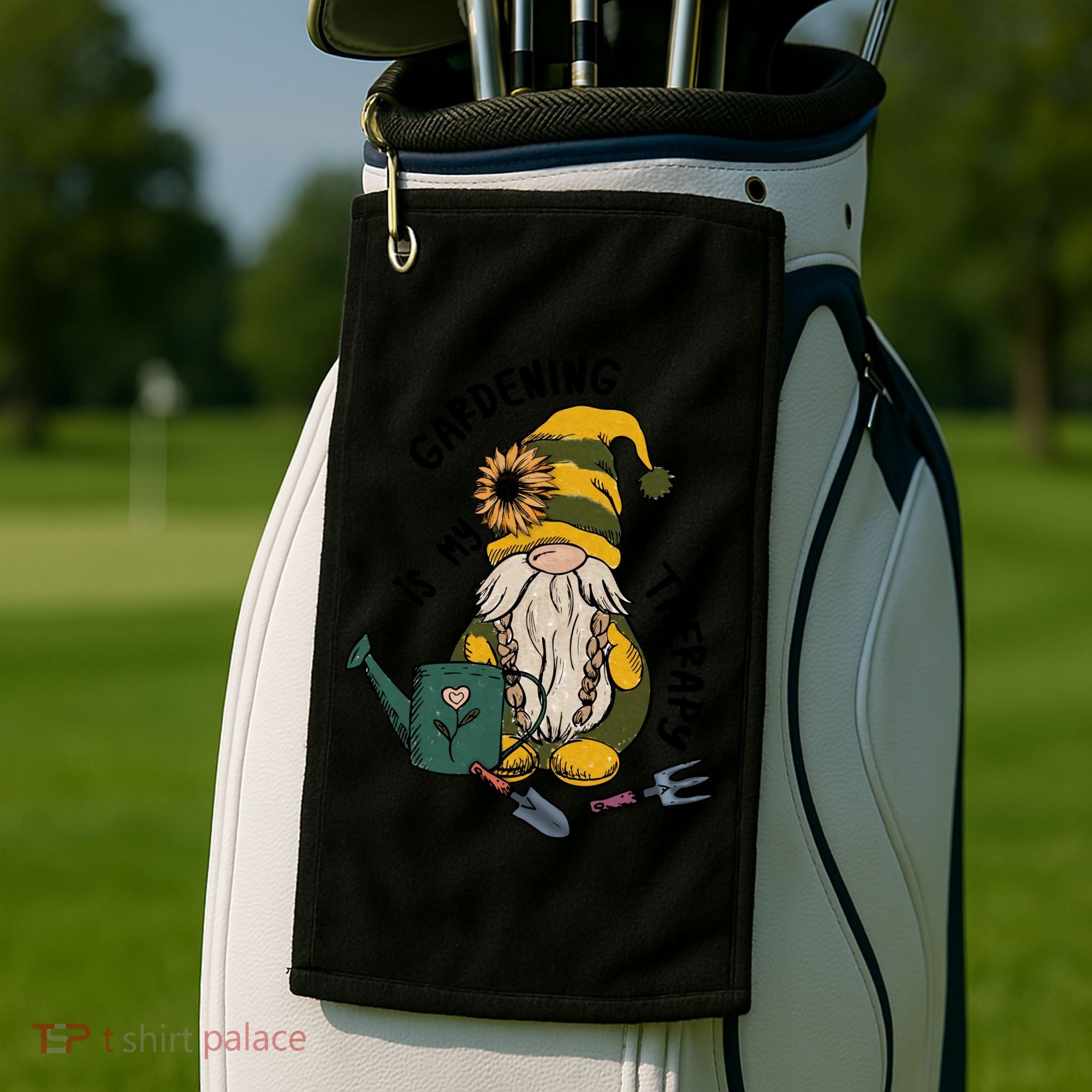 Gardening Is My Therapy Gnome Golf Towel