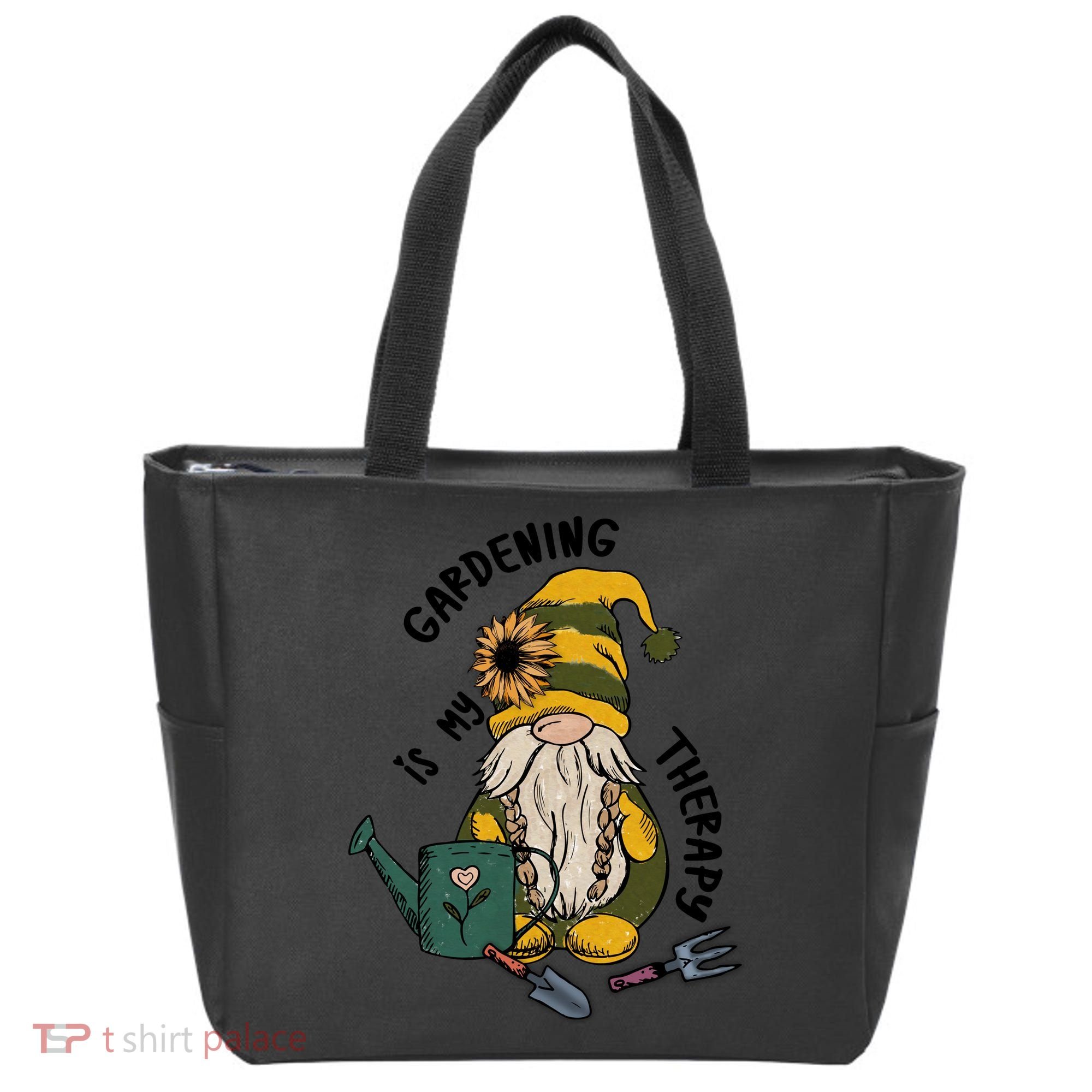 Gardening Is My Therapy Gnome Tote Bag