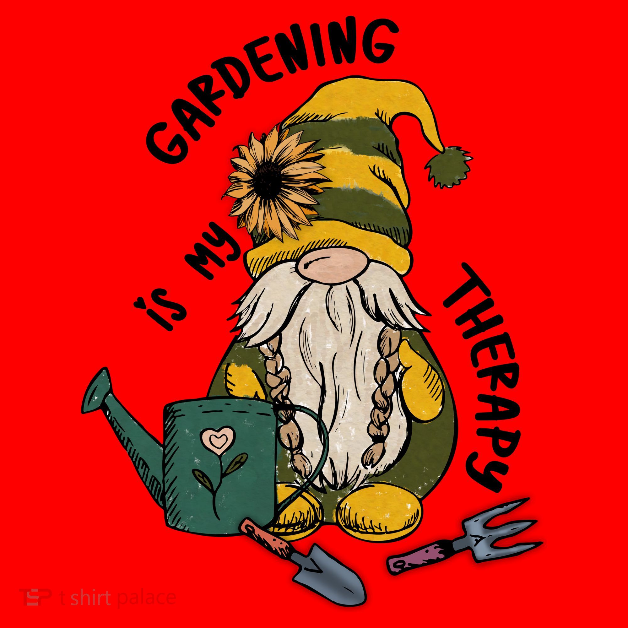 Gardening Is My Therapy Gnome Santa Hat