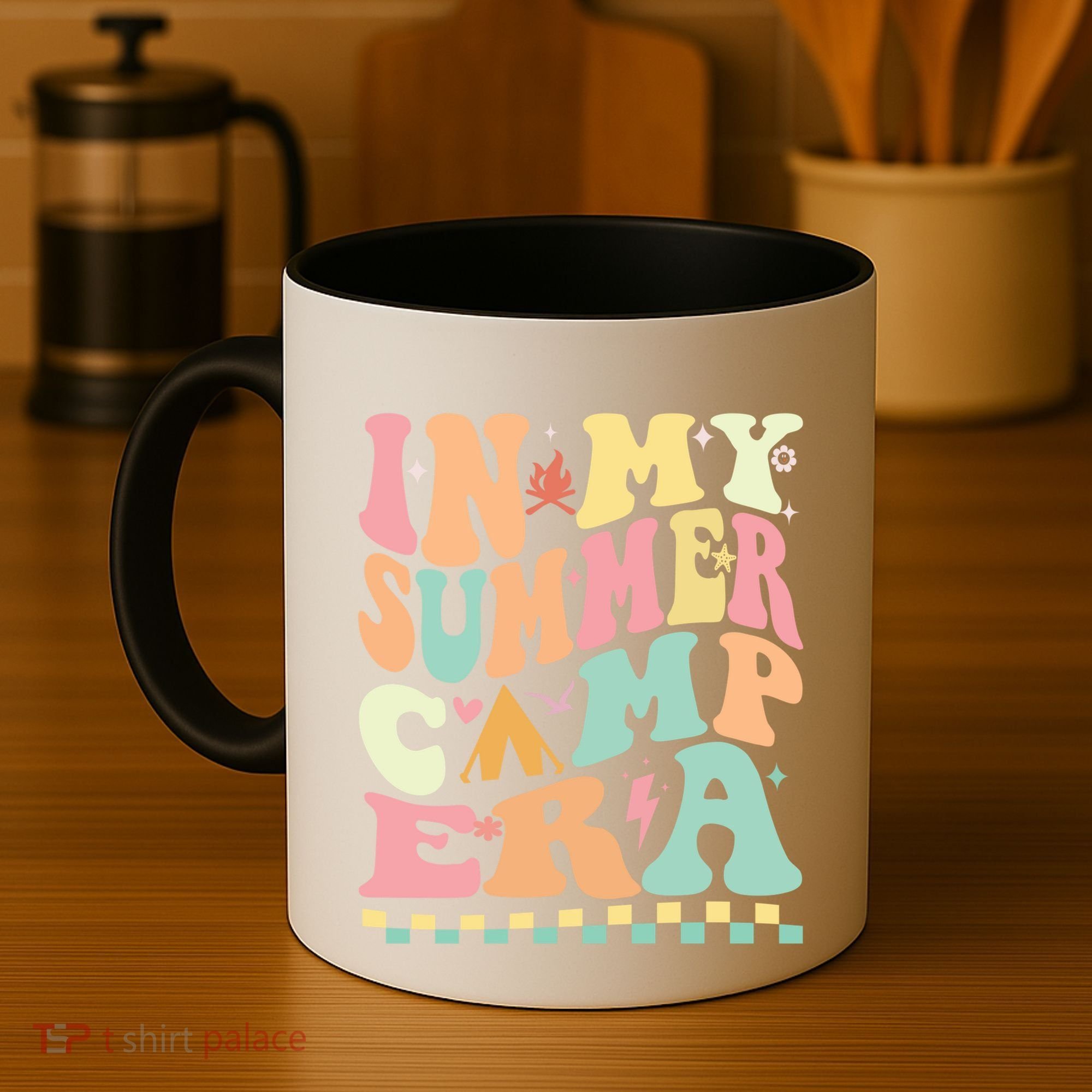 Groovy In My Summer Camp Era Retro Summer Camping Gift Coffee Mug