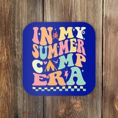 Groovy In My Summer Camp Era Retro Summer Camping Gift Coaster