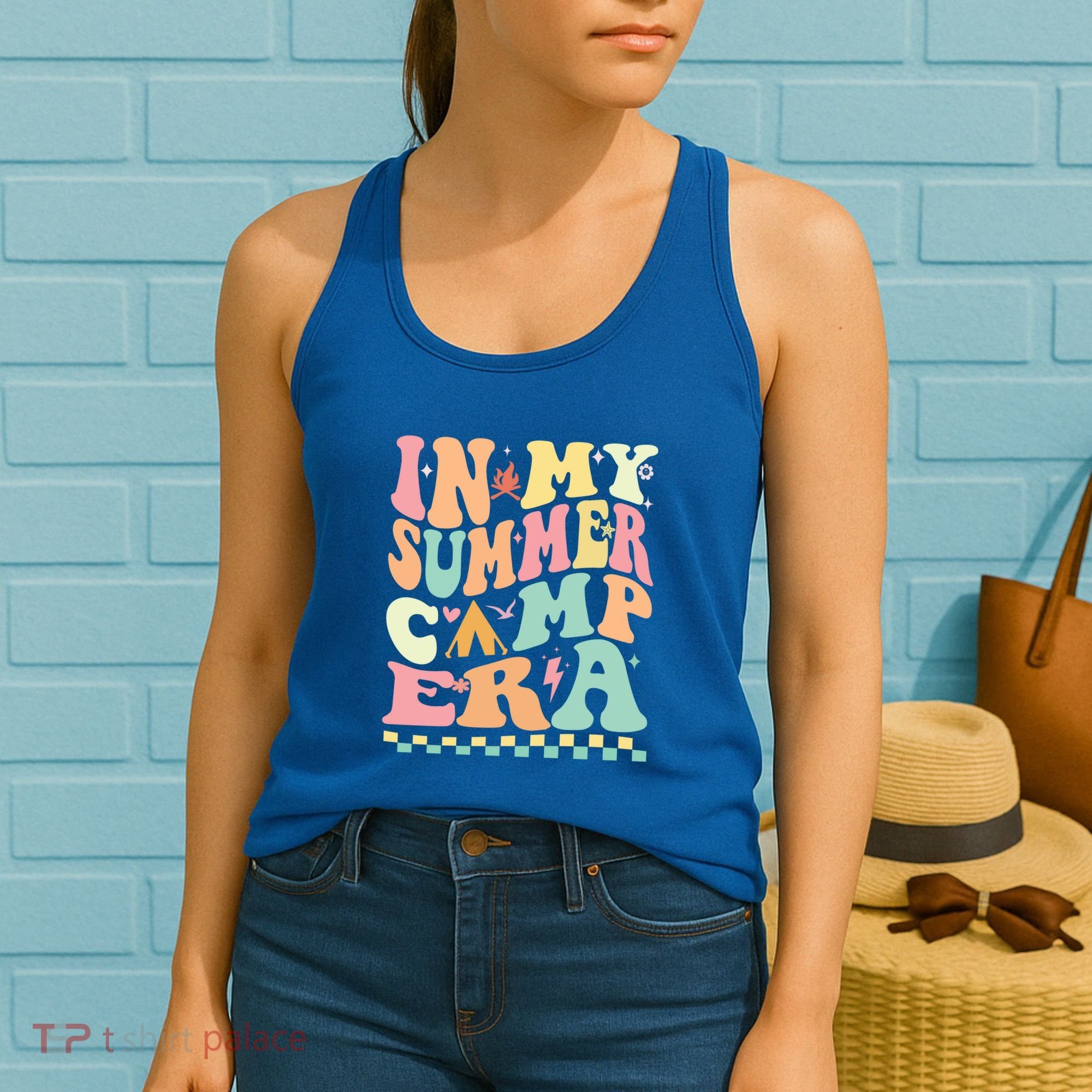 Groovy In My Summer Camp Era Retro Summer Camping Gift Women's Tank Top