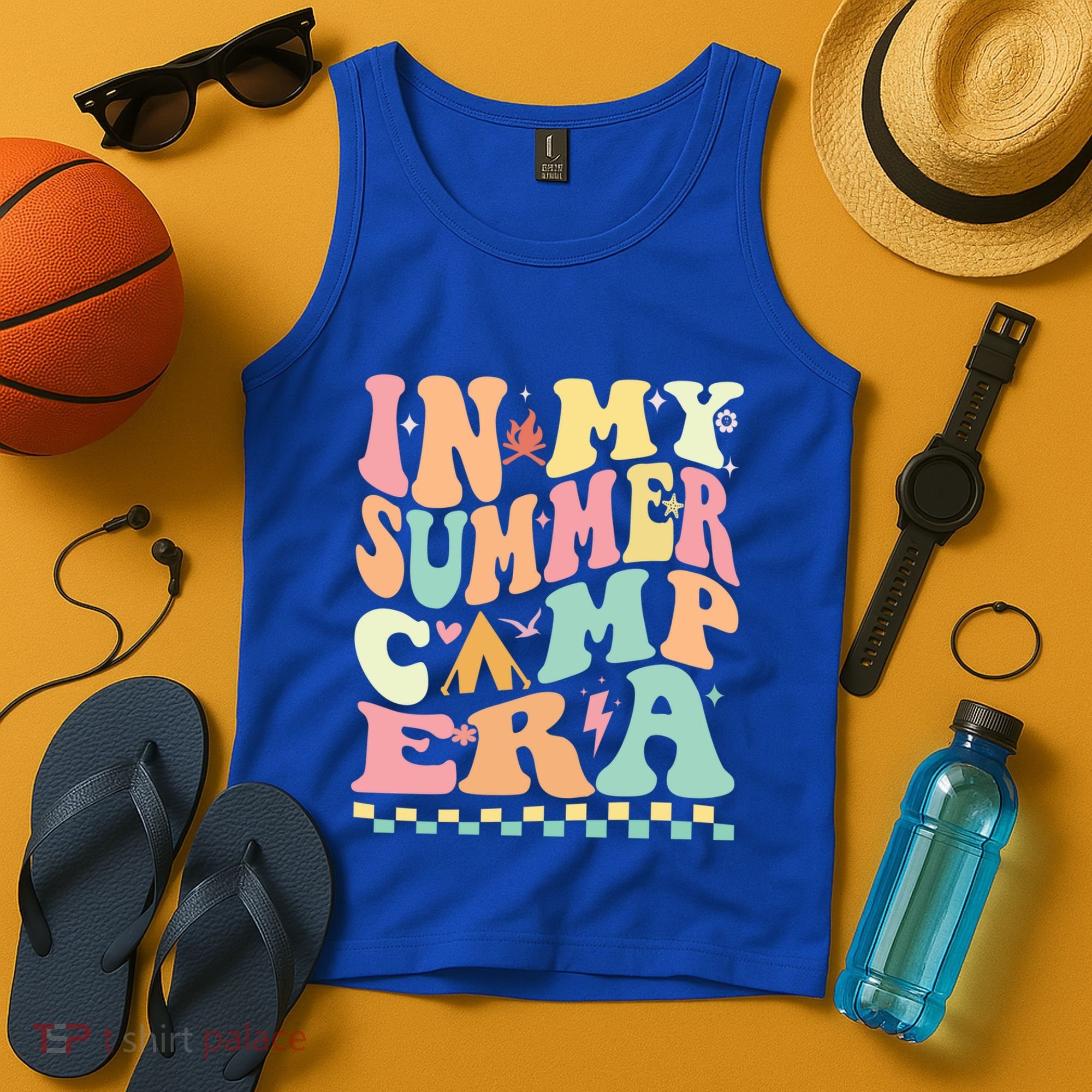 Groovy In My Summer Camp Era Retro Summer Camping Gift Tank Top