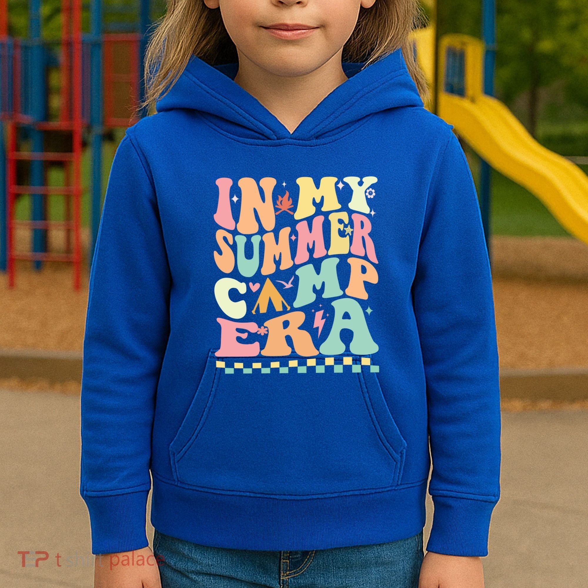 Groovy In My Summer Camp Era Retro Summer Camping Gift Kids Hoodie