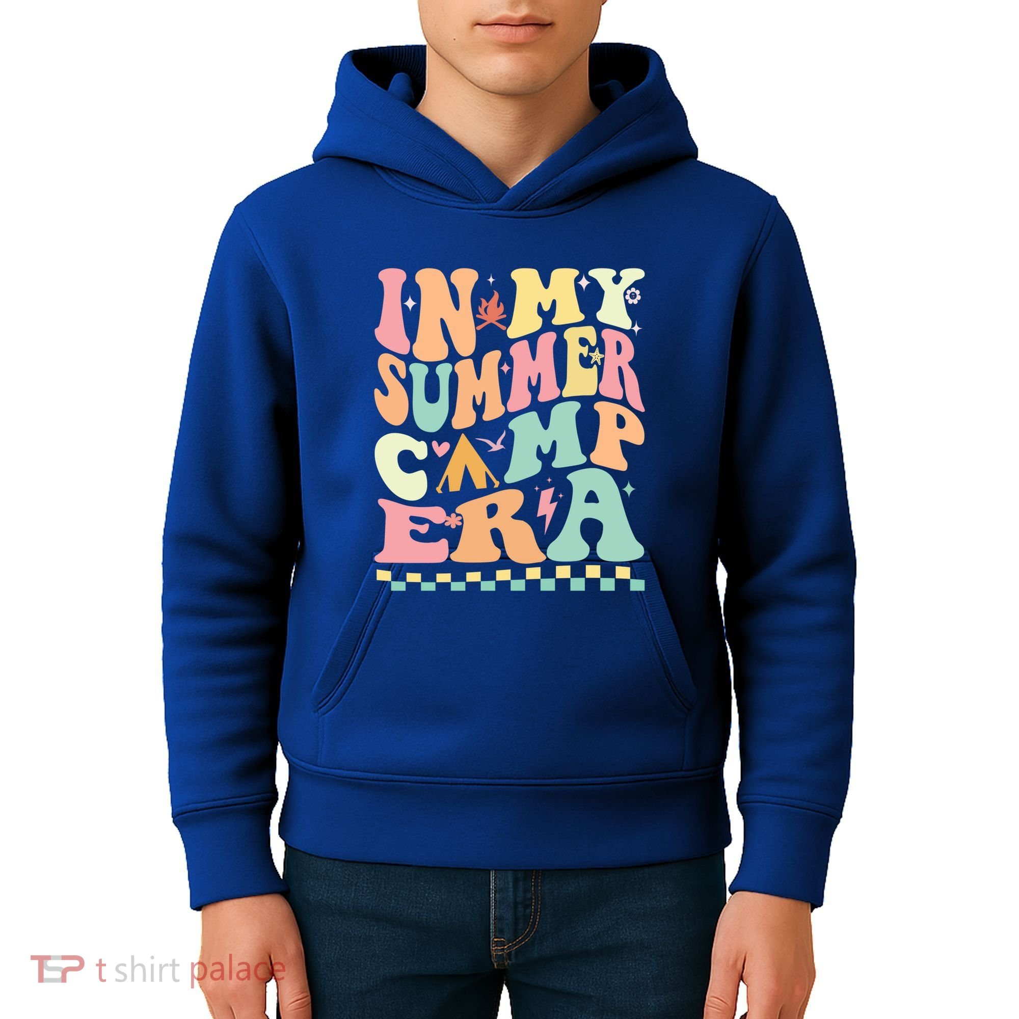 Groovy In My Summer Camp Era Retro Summer Camping Gift Kids Hoodie