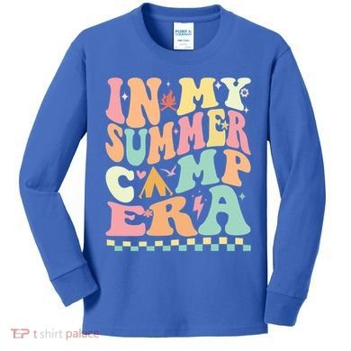 Groovy In My Summer Camp Era Retro Summer Camping Gift Kids Long Sleeve Shirt
