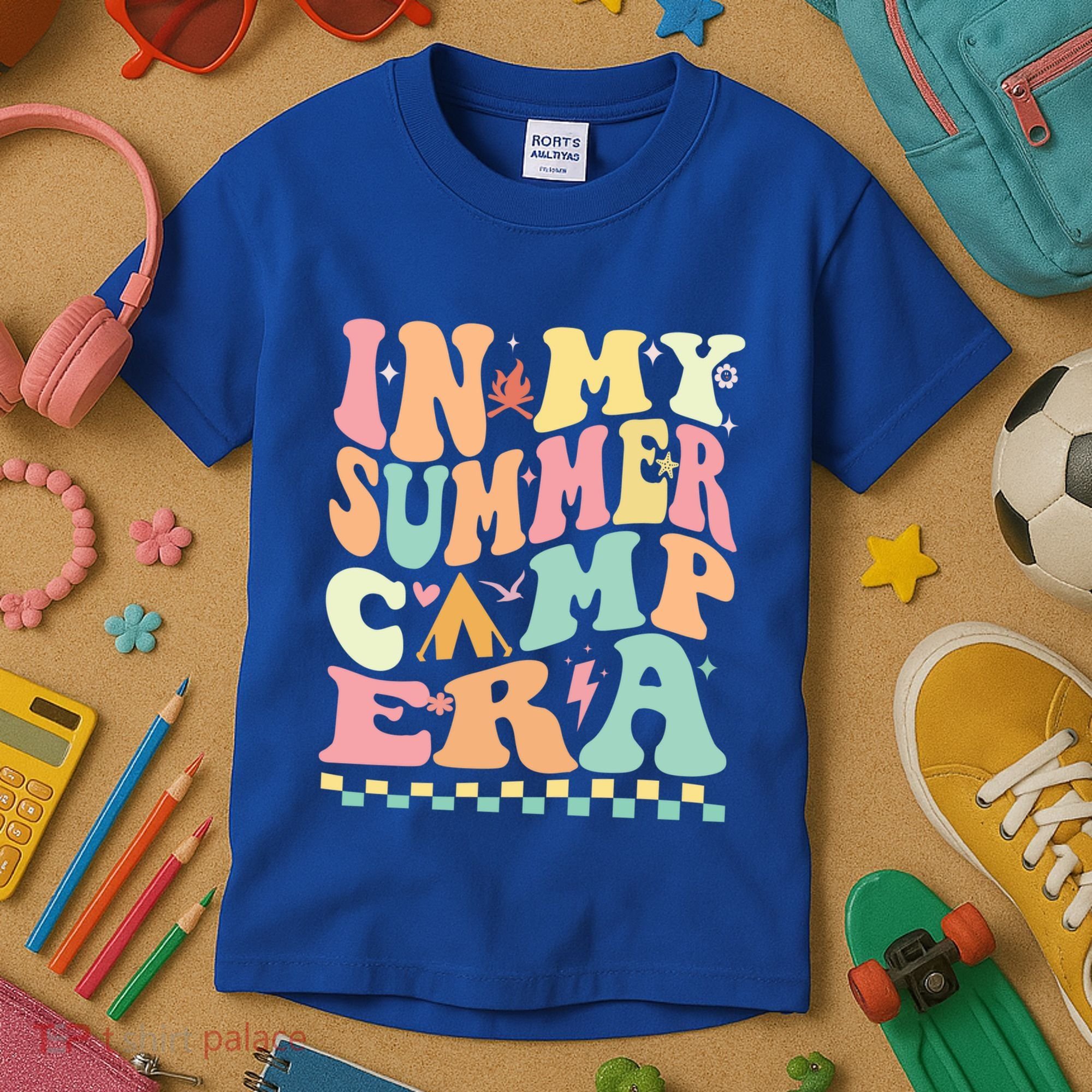 Groovy In My Summer Camp Era Retro Summer Camping Gift Kids T-Shirt