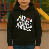 Groovy Im Madison Doing Madison Things Funny MotherS Day Kids Hoodie thumb 3