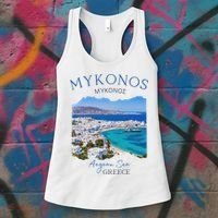 Greek Island Mykonos Greece Vacation Family Outfits Souvenir Women's Tank Top thumb 3