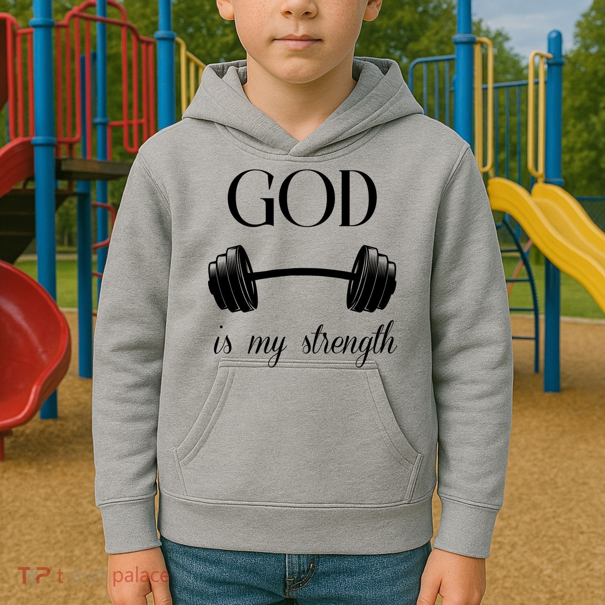 God Is My Strength Kids Hoodie