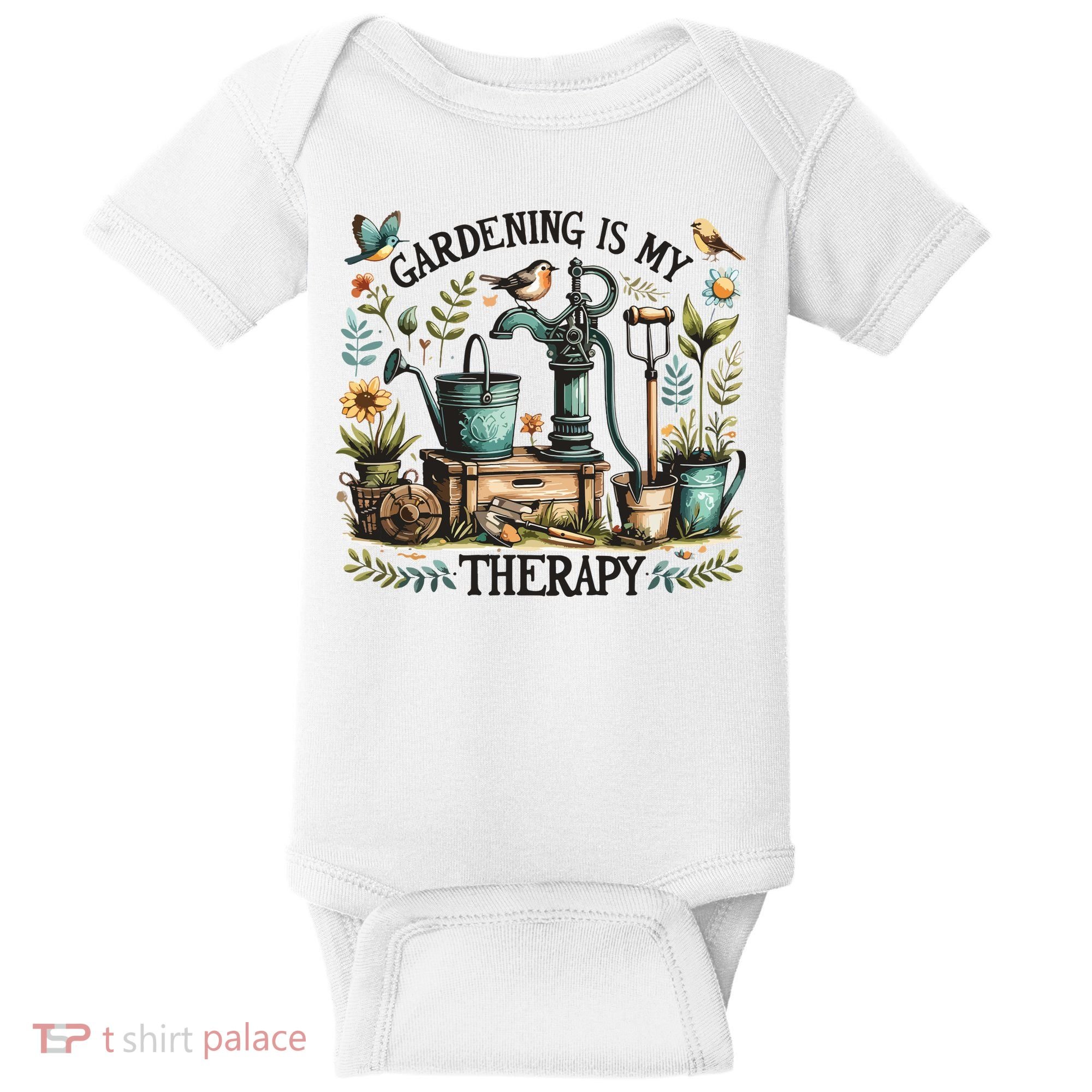 Gardening Is My Therapy Baby Bodysuit