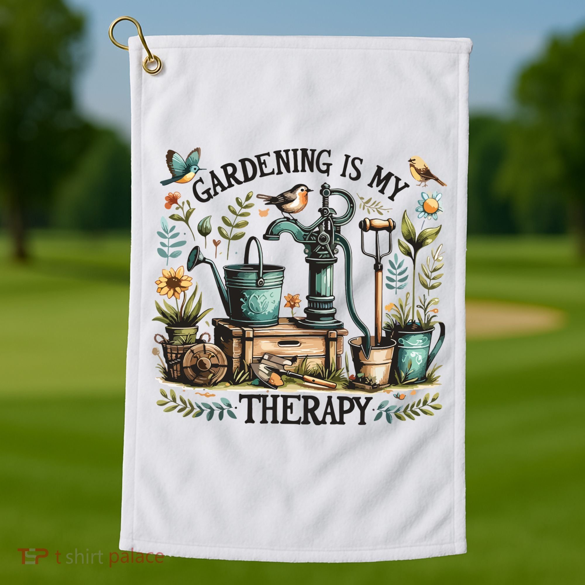 Gardening Is My Therapy Golf Towel