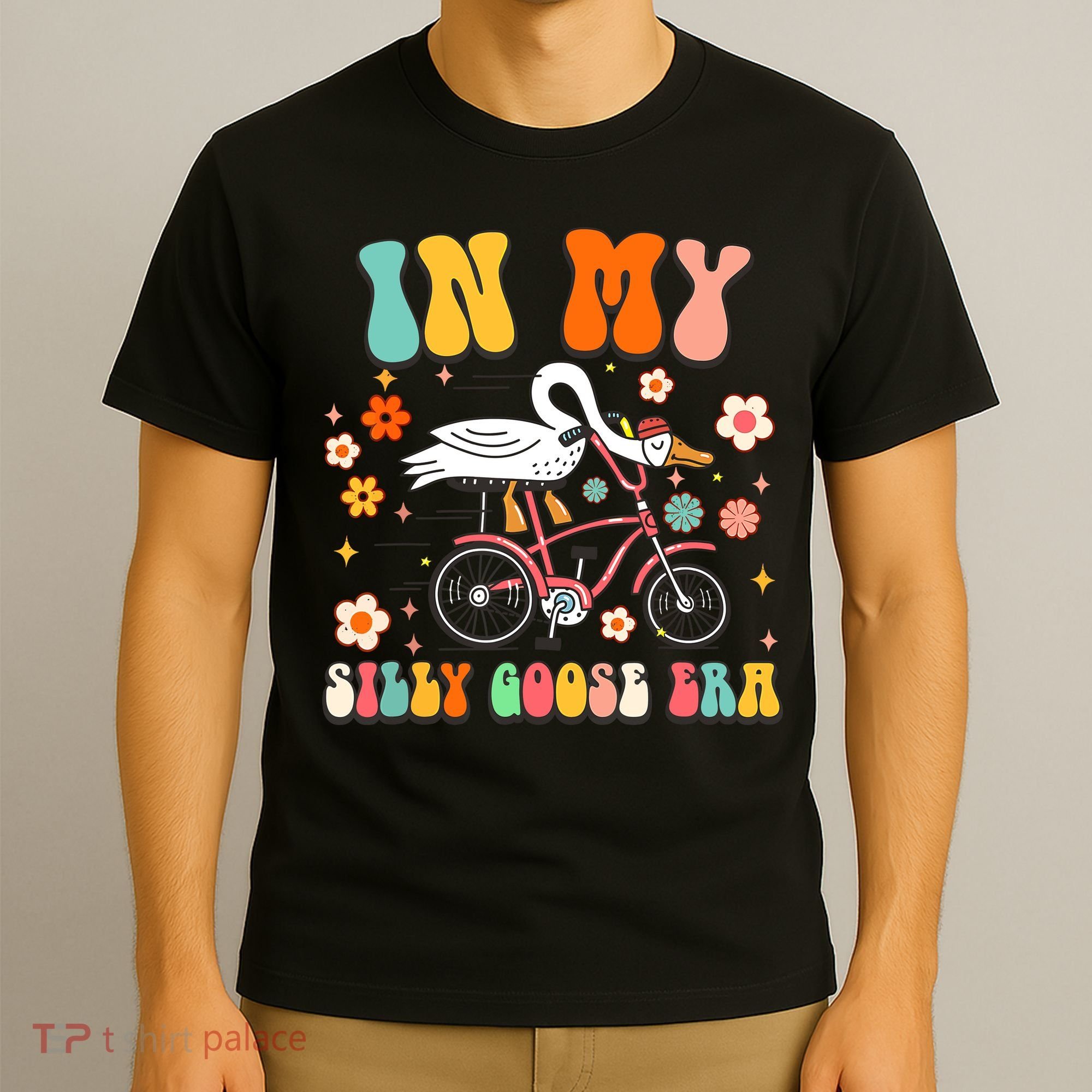 Groovy In My Silly Goose Era Funny Duck Saying Goose Meme T-Shirt
