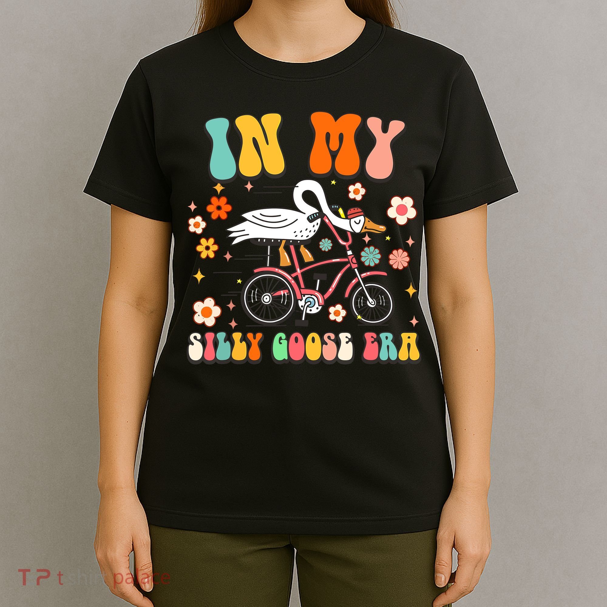 Groovy In My Silly Goose Era Funny Duck Saying Goose Meme T-Shirt