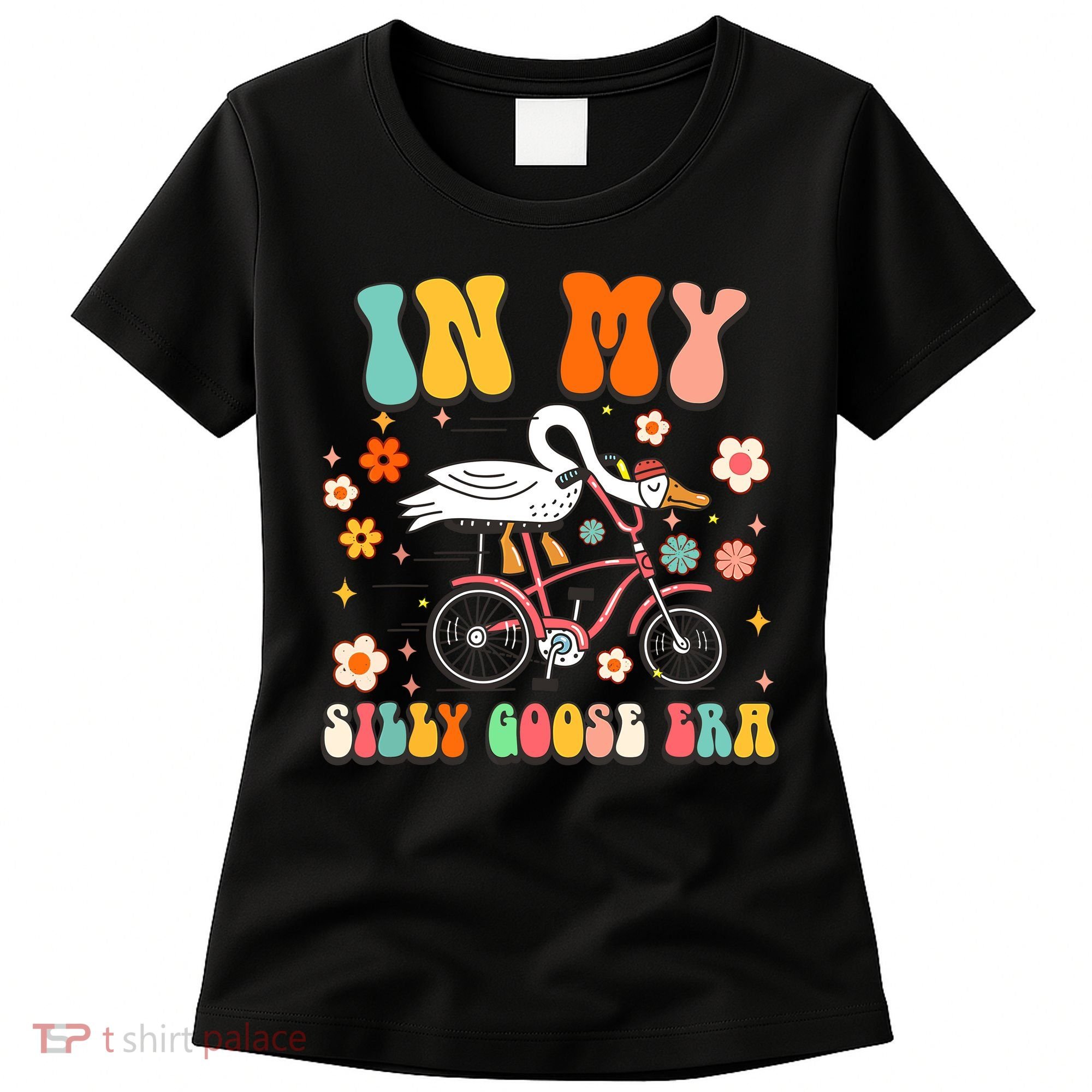 Groovy In My Silly Goose Era Funny Duck Saying Goose Meme Women's T-Shirt