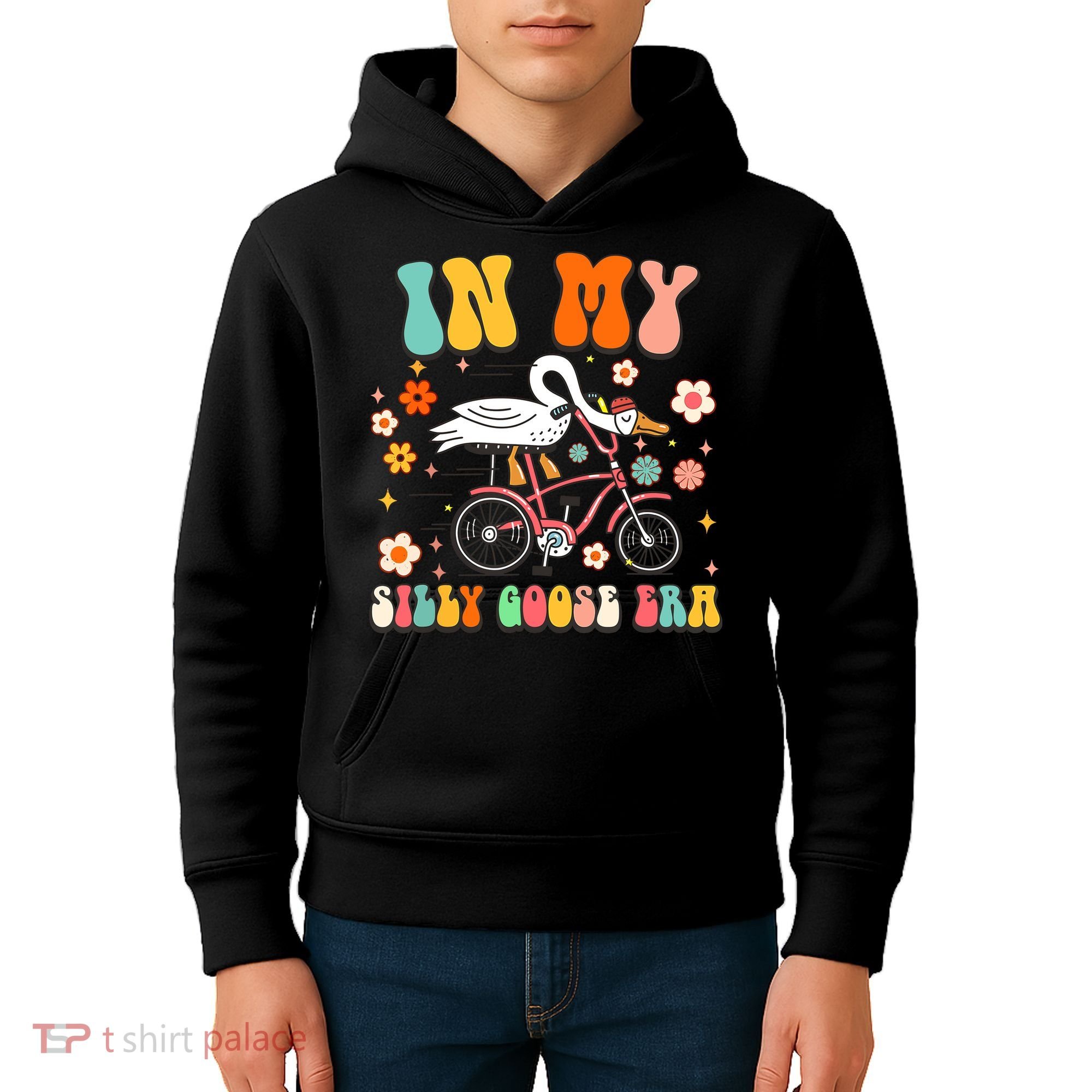 Groovy In My Silly Goose Era Funny Duck Saying Goose Meme Kids Hoodie