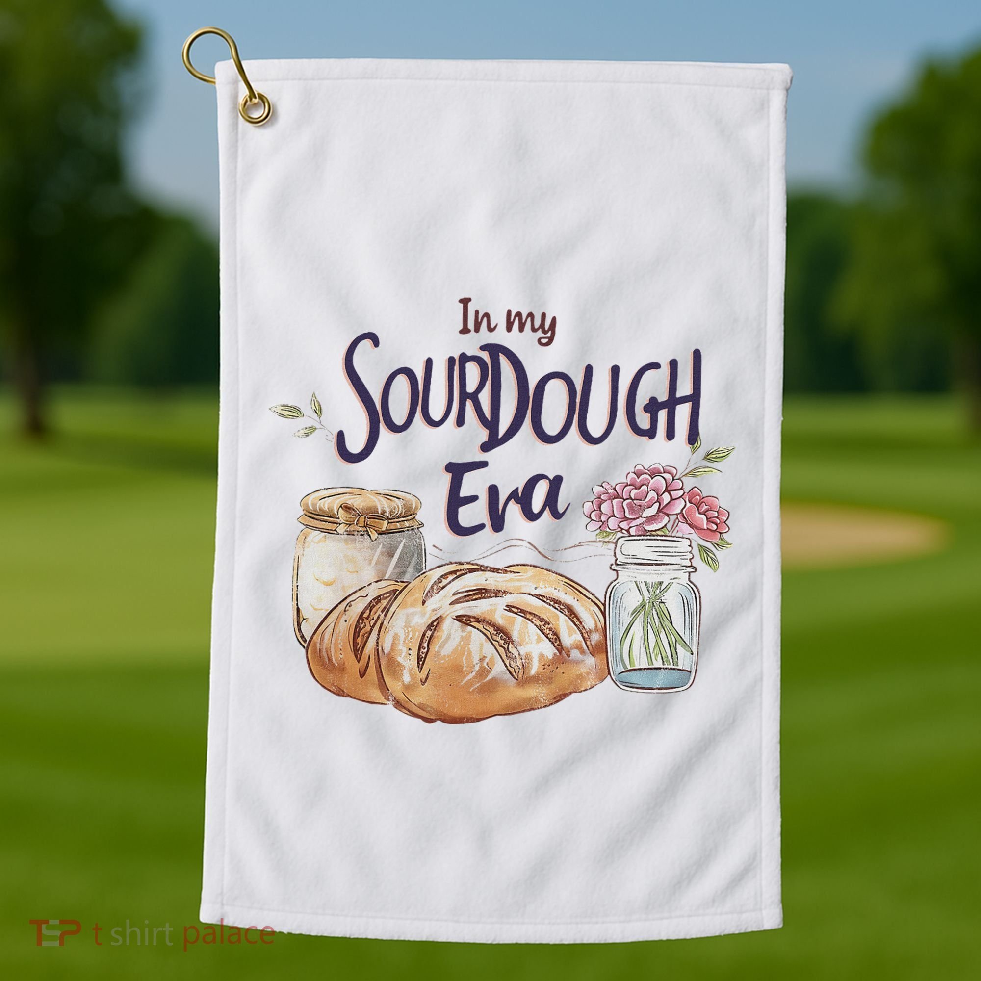 Groovy In My Sourdough Era Funny Pun In My Bread Making Golf Towel
