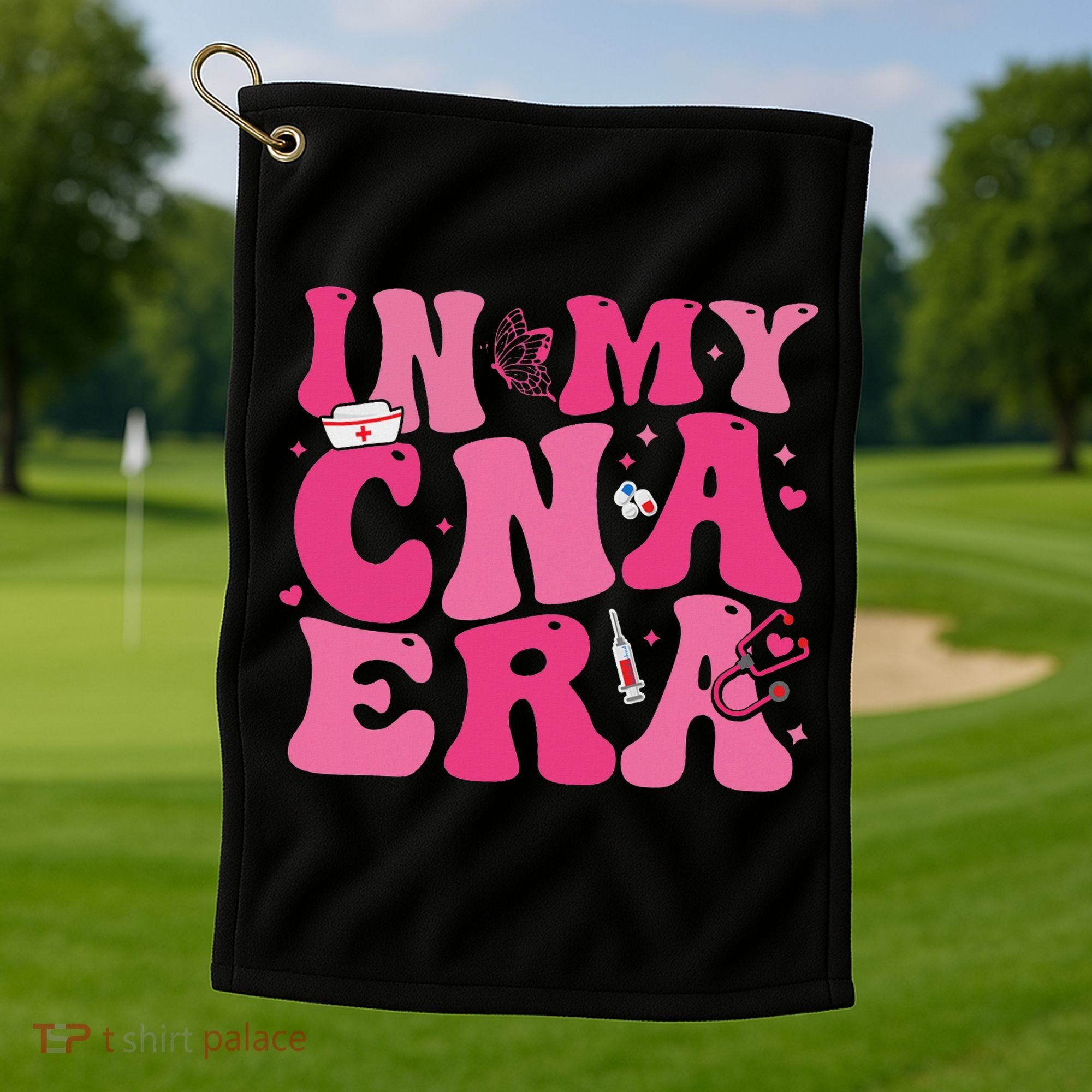 Groovy In My Cna Era Nurse Certified Nursing Assistant Golf Towel