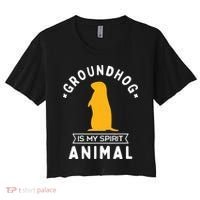 Groundhog Is My Spirit Animal Funny Woodchuck Women's Crop Top Tee thumb 0