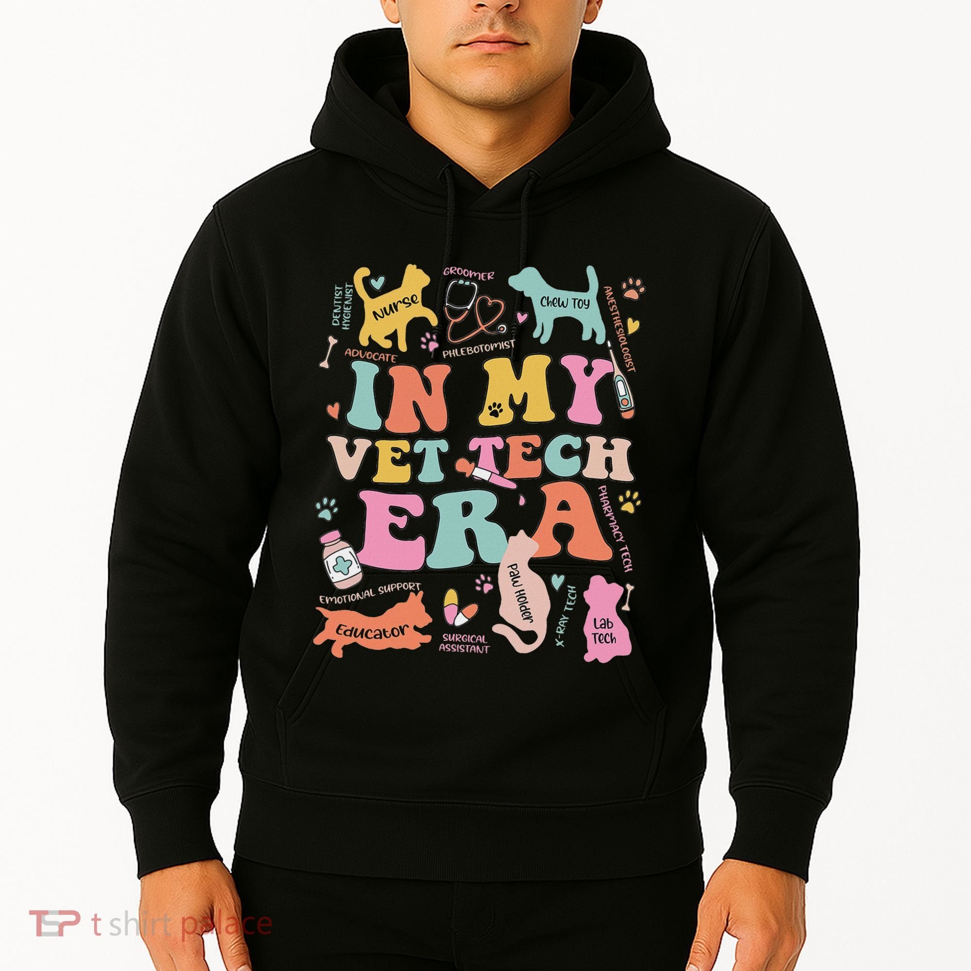 Groovy In My Vet Tech Era Monogrammed Veterinarian Grad Hoodie