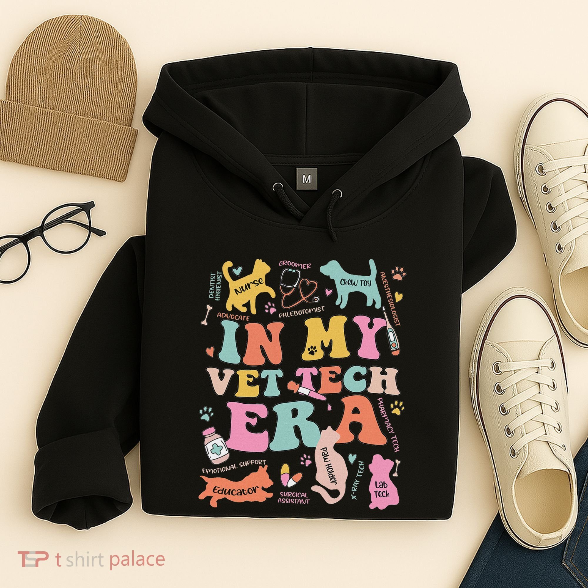 Groovy In My Vet Tech Era Monogrammed Veterinarian Grad Hoodie
