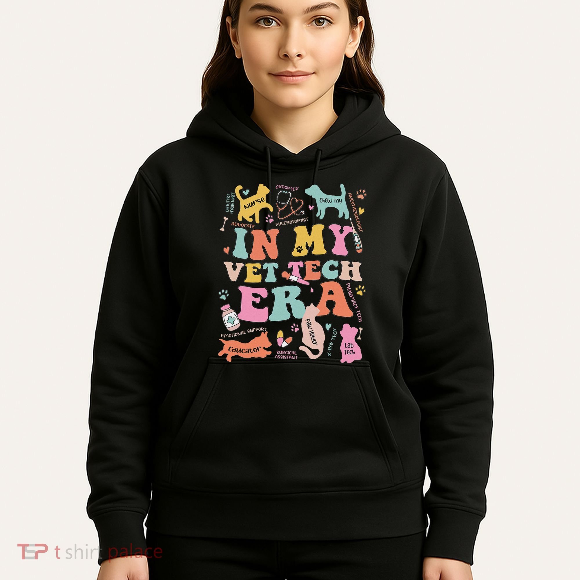 Groovy In My Vet Tech Era Monogrammed Veterinarian Grad Hoodie