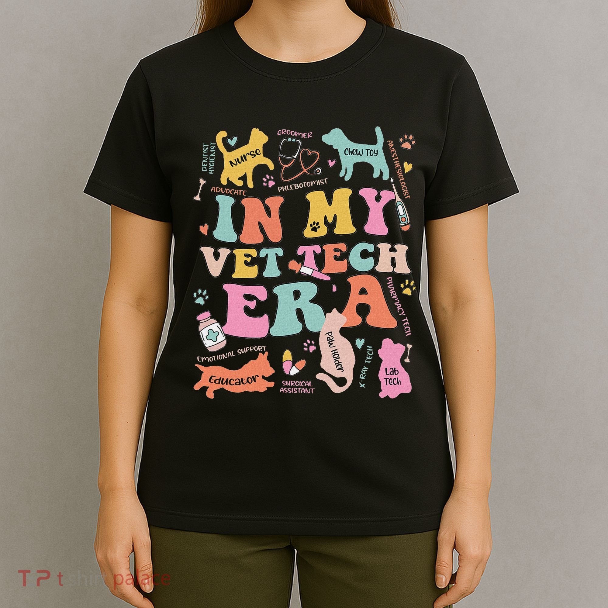 Groovy In My Vet Tech Era Monogrammed Veterinarian Grad T-Shirt