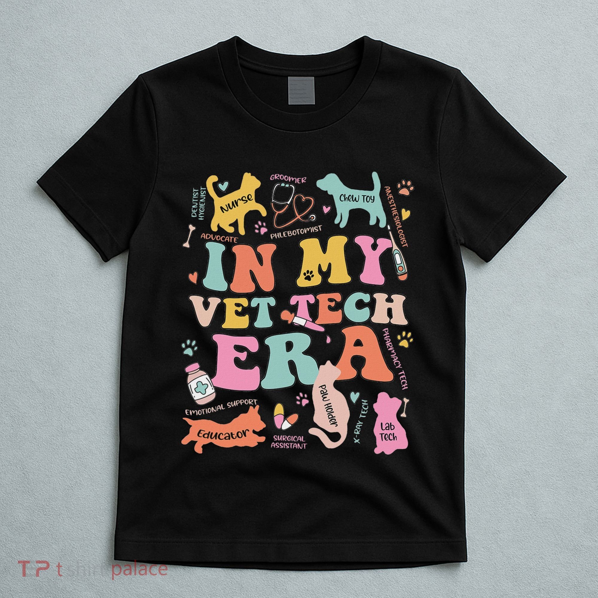 Groovy In My Vet Tech Era Monogrammed Veterinarian Grad T-Shirt