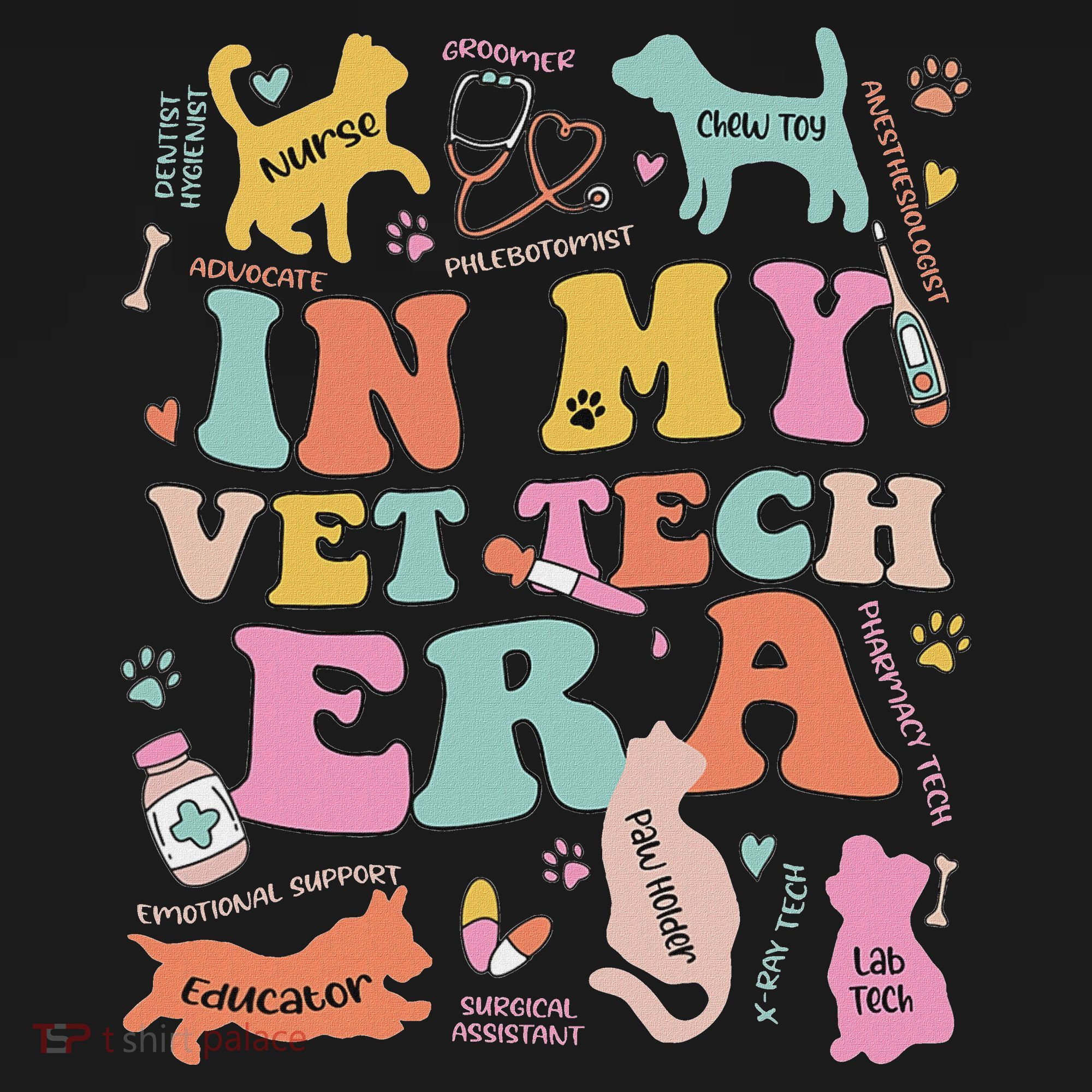 Groovy In My Vet Tech Era Monogrammed Veterinarian Grad Women's Hoodie