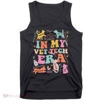 Groovy In My Vet Tech Era Monogrammed Veterinarian Grad Tank Top thumb 0