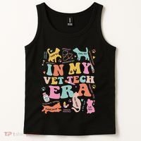 Groovy In My Vet Tech Era Monogrammed Veterinarian Grad Tank Top thumb 2
